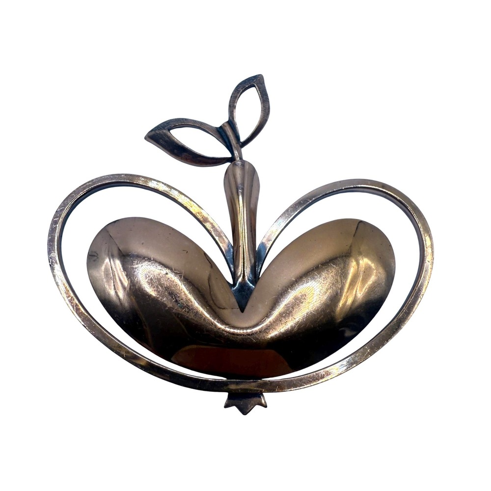 Renoir Copper Apple Brooch Vintage Mid Century Modern Fruit Pin